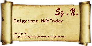 Szigriszt Nándor névjegykártya